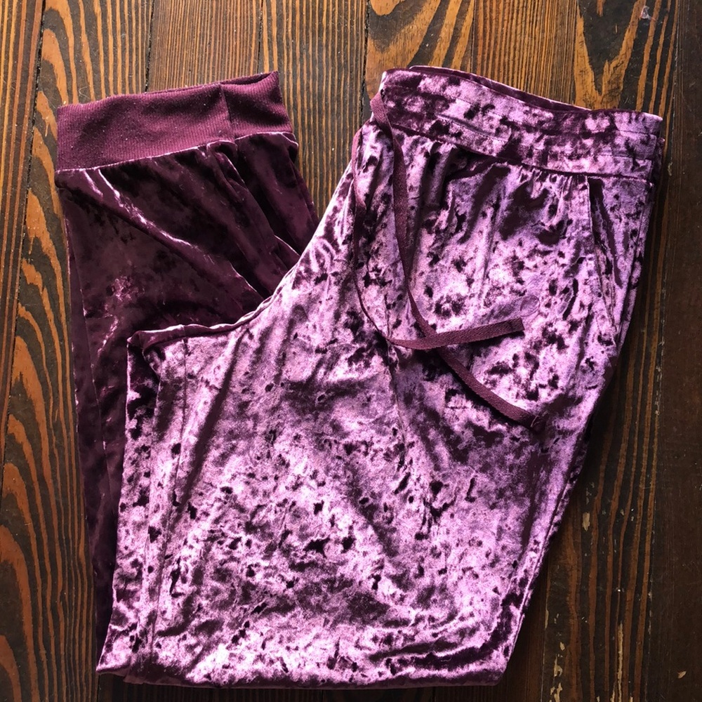 Grape velvet lounge pants.